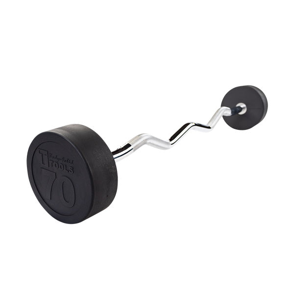 Body-Solid 70lb. Rubber Coated Fixed Ez-Curl Barbell SBZ70