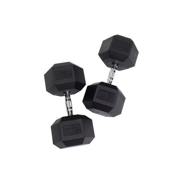 Body-Solid 95 Lb. Rubber Coated Hex Dumbbell SDR95