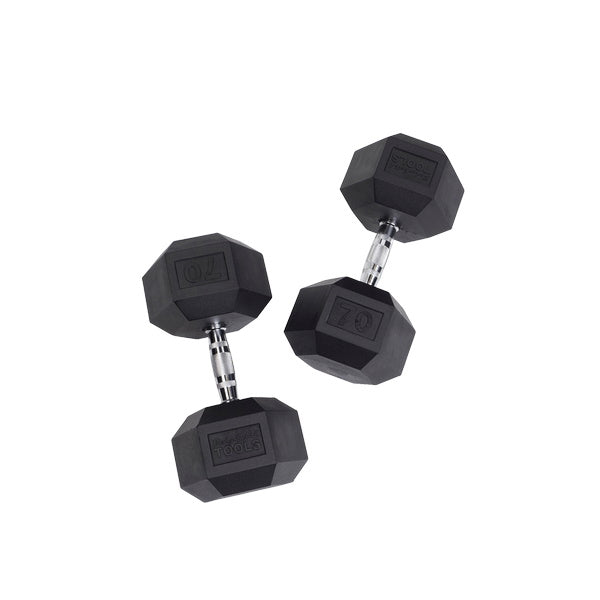 Body-Solid 70 Lb. Rubber Hex Dumbbell SDR70