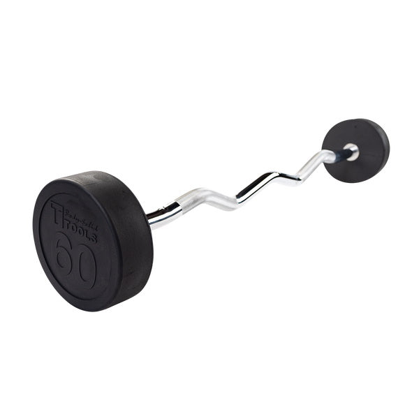 Body Solid 60lb. Rubber Coated Fixed Weight Ez-Curl Barbell SBZ60