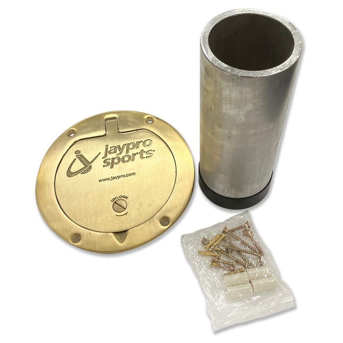 Jaypro Sports 2-7/8 in. Floor Sleeves with Brass Cover Plate for Upright PPR-15G