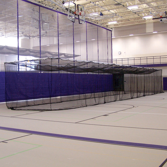 Jaypro Sports 70 ft. L × 12 ft. W × 12 ft. H Ceiling Suspended Retractable 3/4 in. Mesh Multi-Sport Black Batting Cage BBC-700M