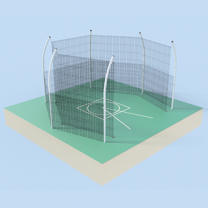 Jaypro Sports Discus Cage with Cage Net & Barrier Net – No Ground Sleeves DCHS-35BN