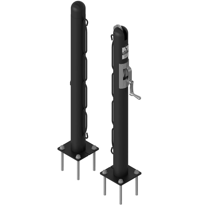 Jaypro Sports Outdoor Pickleball Deluxe Club Surface Mounted Upright (3 in. Pole) with Internal Winch PKBSM300-BK