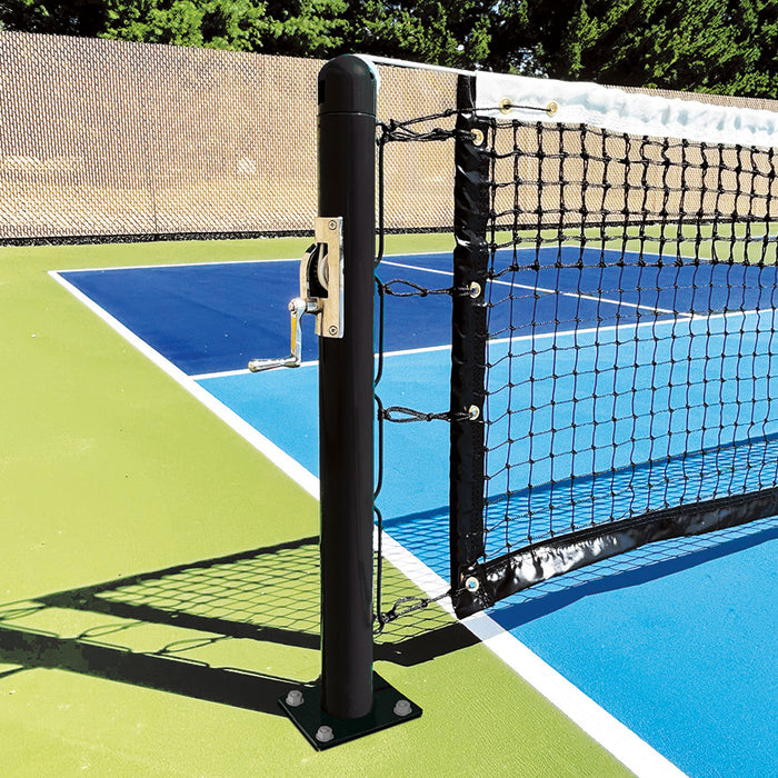 Jaypro Sports Outdoor Pickleball Deluxe Club Surface Mounted Upright (3 in. Pole) with Internal Winch PKBSM300-BK