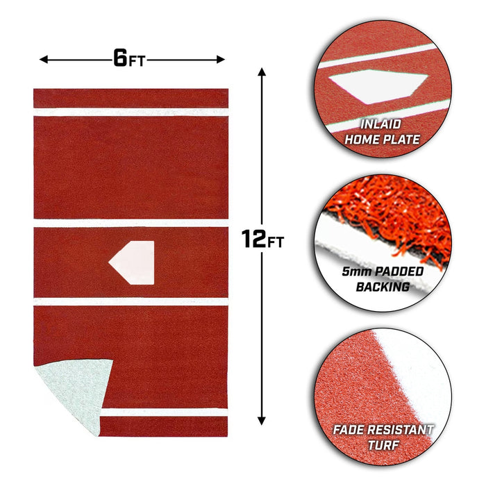 ProMounds 12 ft. x 6 ft. Clay Batting Mat Pro with Inlaid Homeplate AT5034C