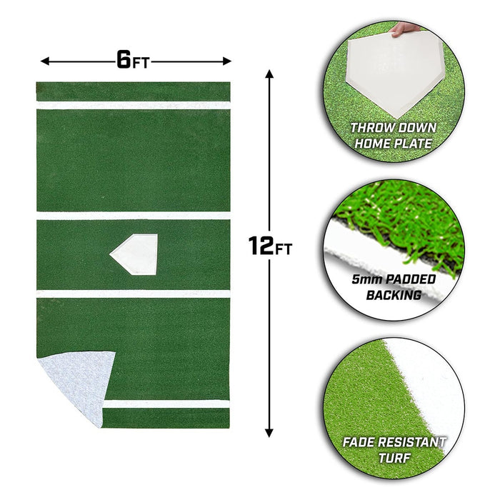 ProMounds 12 ft. x 6 ft. Green Batting Mat Pro AT5002