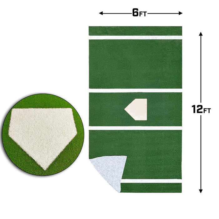 ProMounds 12 ft. x 6 ft. Green Batting Mat Pro with Inlaid Homeplate AT5034