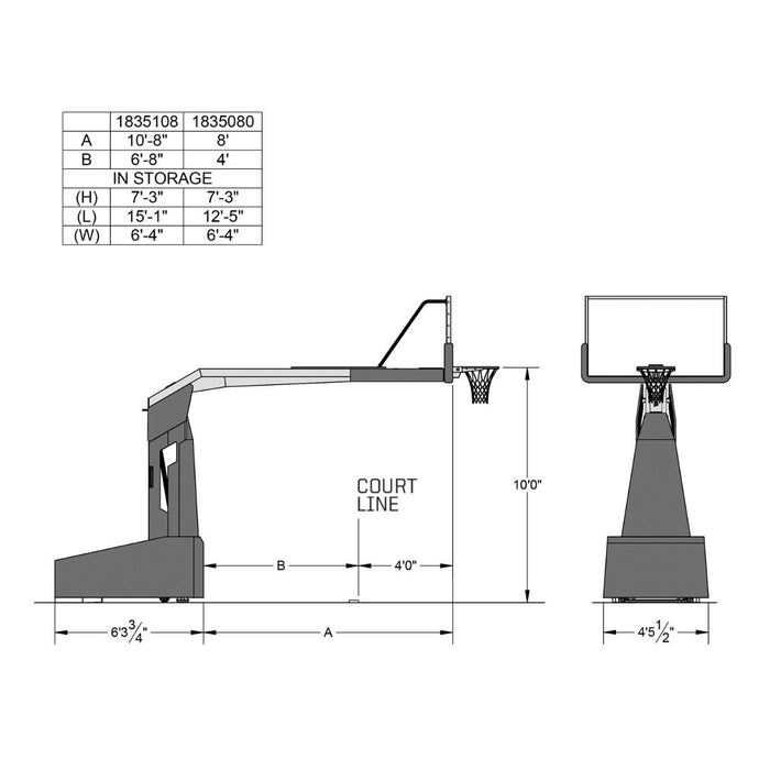 Porter 1835 Competition Portable Backstop; Motorized; 8' Extension 1835080MC