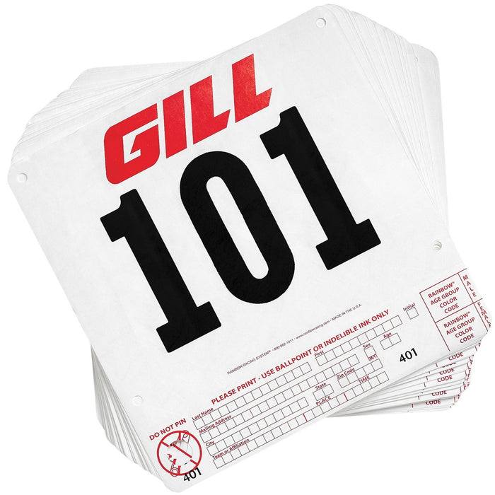 Gill Athletics Tear Tag Numbers 9230